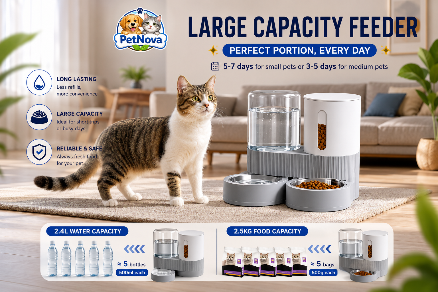 SmartFeed™ Automatic Pet Feeder & Water Dispenser 2.4L