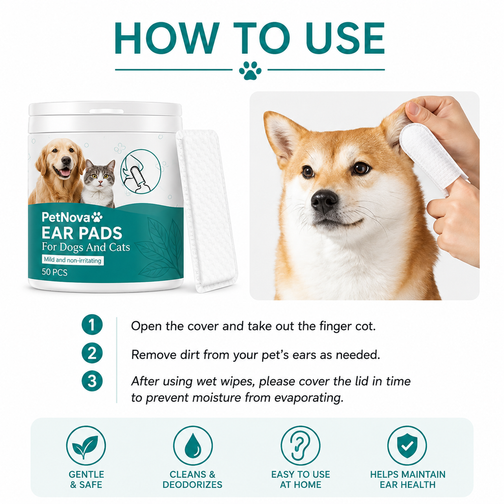 PetNova Ear Cleaning Pads for Dogs & Cats