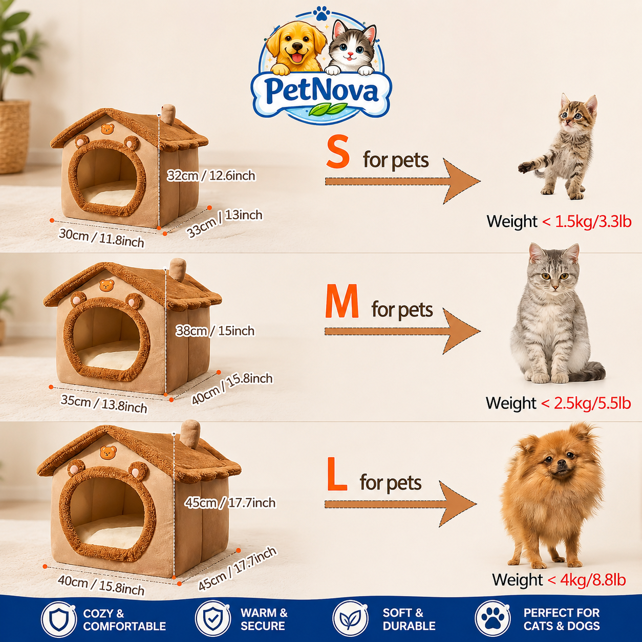 PetNova™ Foldable Cozy Pet House