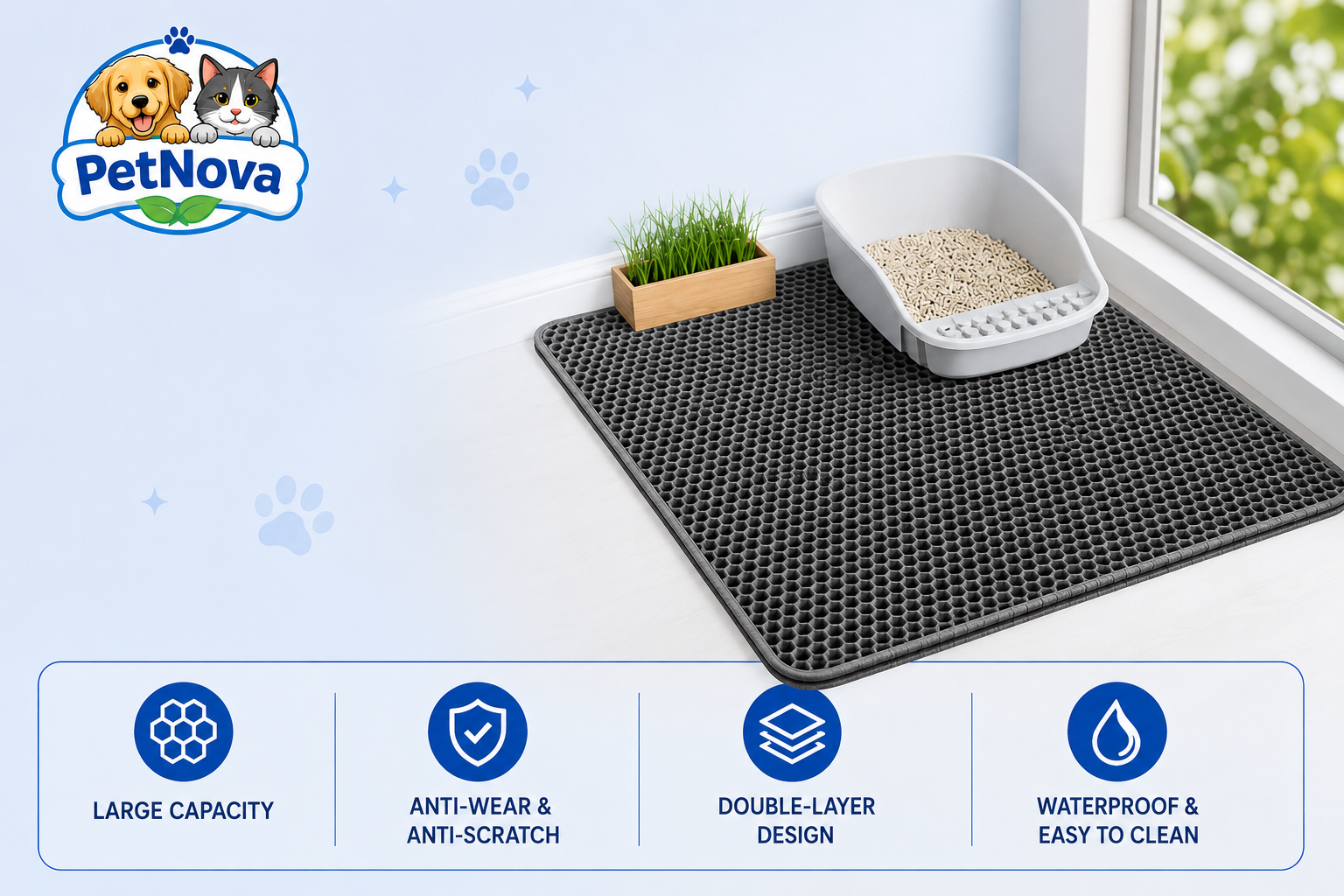 PetNova™ Waterproof Double Layer Cat Litter Mat